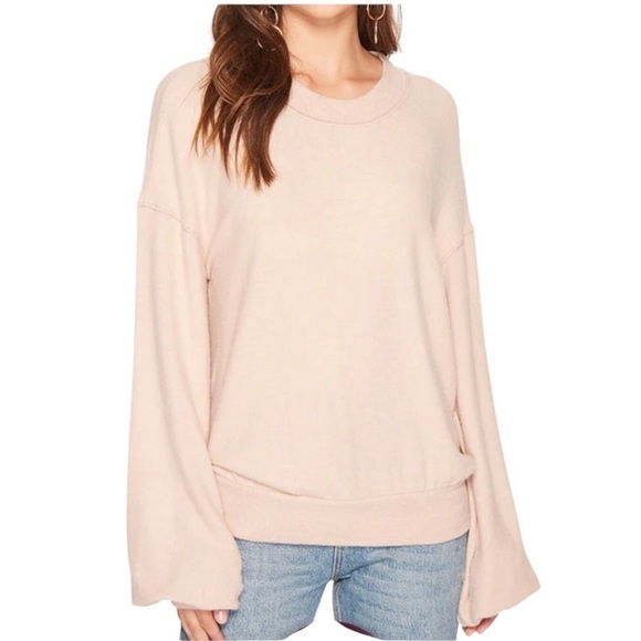 Free People Beach TGIF Oversized Pullover Almond Size Large - Picture 2 of 9
